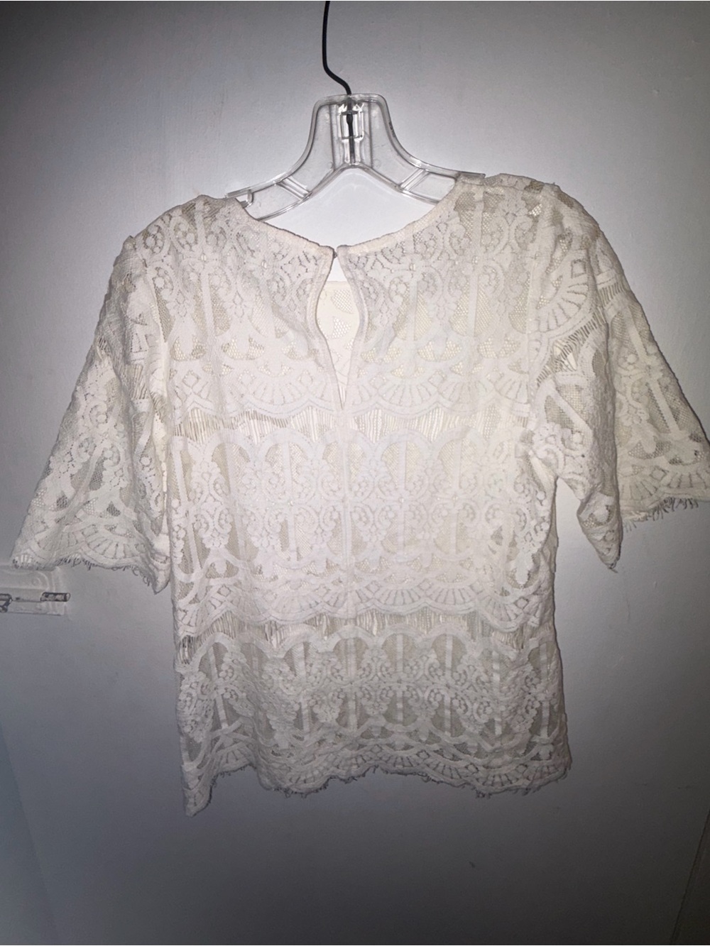 BCBGeneration Ivory Lace Short Sleeve Blouse